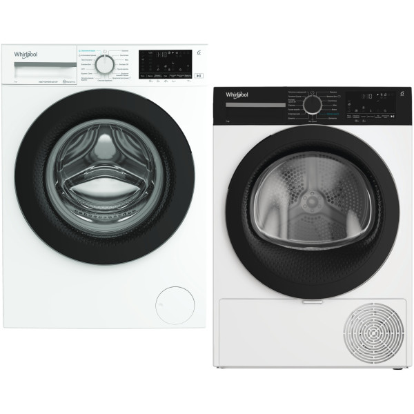 Фото - Комплект техники Whirlpool Стиральная машина с фронтальной загрузкой + Сушильная машина Whirlpool WAM 712WB UA + WPS 7 WBS UA