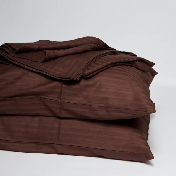 Фото - Комплект постільної білизни Moon&Star Satin Stripe Warm Espresso 200х220 нав. 50х70 см 2 шт. (MS-880000655)