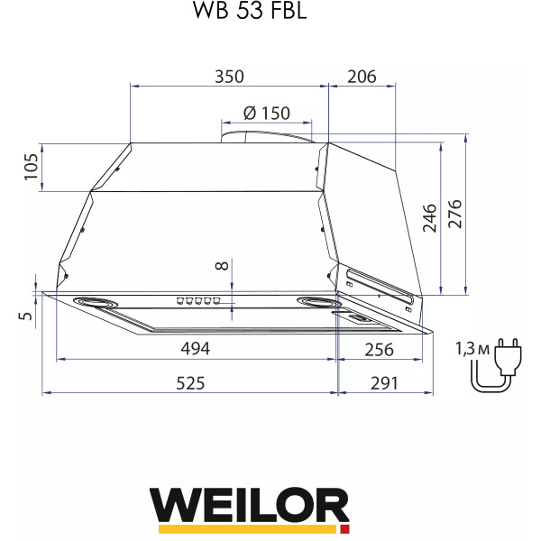 Фото - Вытяжка встраиваемая Weilor WB 53 FBL