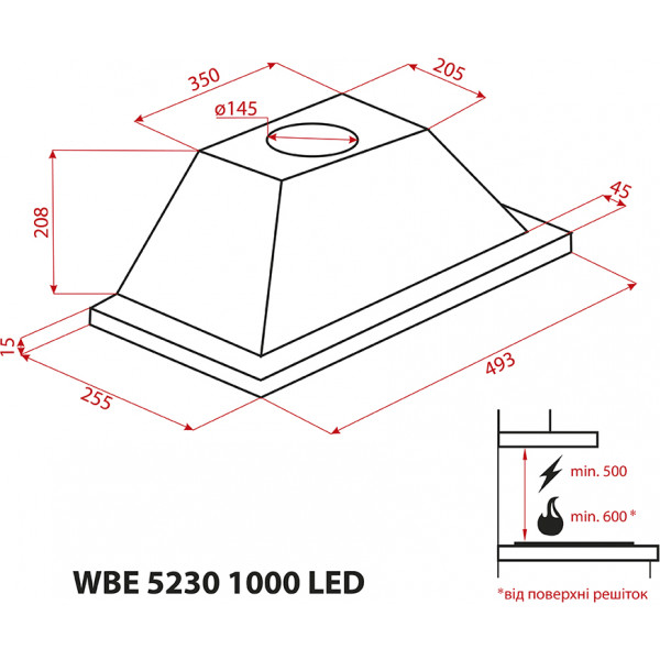 Фото - Вытяжка встраиваемая Weilor WBE 5230 1000 LED BL
