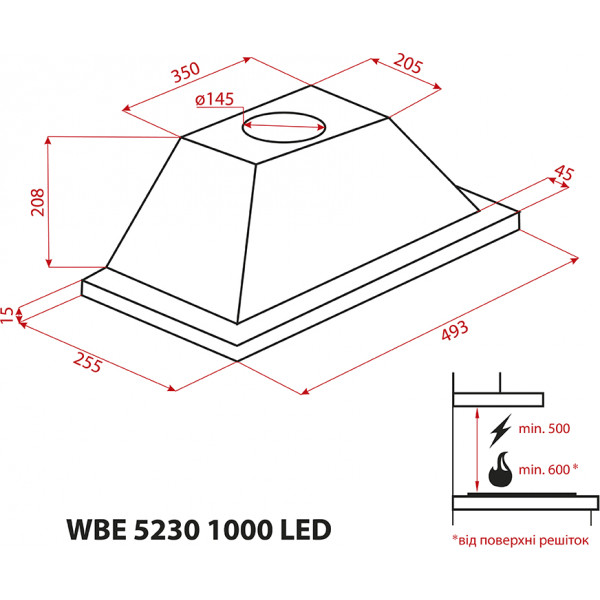 Фото - Вытяжка встраиваемая Weilor WBE 5230 1000 LED WH
