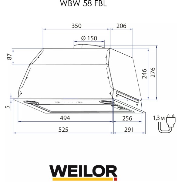 Фото - Вытяжка встраиваемая Weilor WBW 58 FBL