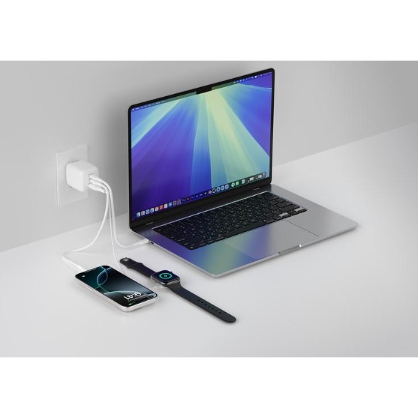 Фото - Мережевий зарядний пристрій Belkin 70Вт 2хUSB-С/USB-A GAN PD PPS White (WCH018HQWH)