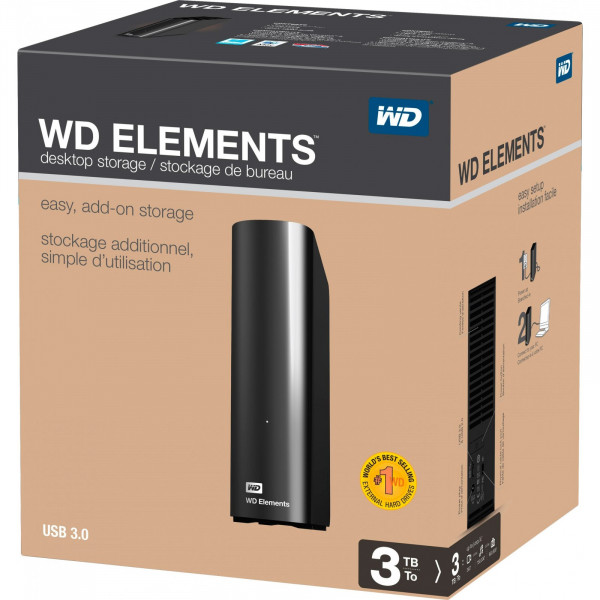 Фото - Жесткий диск внешний проводной Western Digital Elements Desktop 3 TB Black (WDBWLG0030HBK)