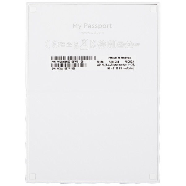 Фото - Жорсткий диск зовнішній Western Digital My Passport 1 TB White (WDBYNN0010BWT)