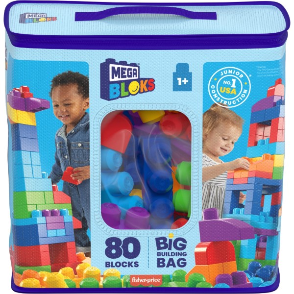 Фото - Пластиковый конструктор для малышей Mega Bloks классический в мешке (80 дет.) (DCH63)