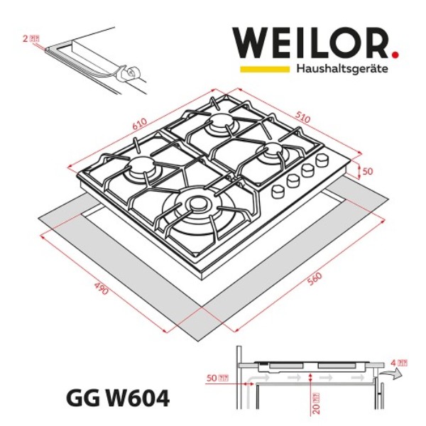 Фото - Варильна поверхня газова Weilor GG W604 WH