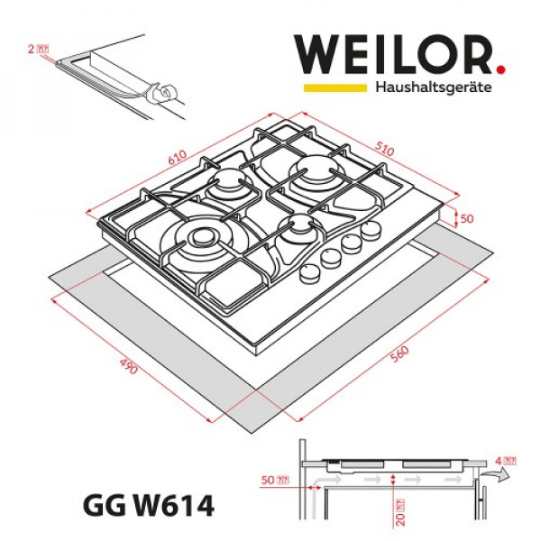 Фото - Варильна поверхня газова Weilor GG W614 WH
