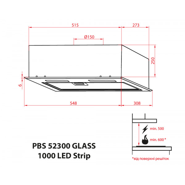 Фото - Вытяжка встраиваемая Weilor PBS 52300 GLASS WH 1000 LED Strip