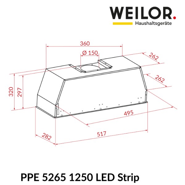 Фото - Вытяжка встраиваемая Weilor PPE 5265 SS 1250 LED Strip