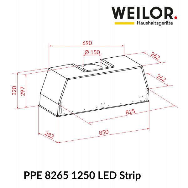 Фото - Вытяжка встраиваемая Weilor PPE 8265 SS 1250 LED Strip