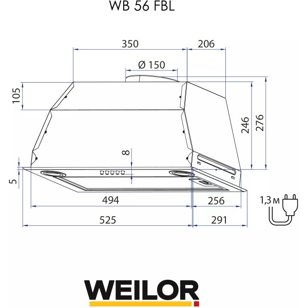 Фото - Вытяжка встраиваемая Weilor WB 56 FBL
