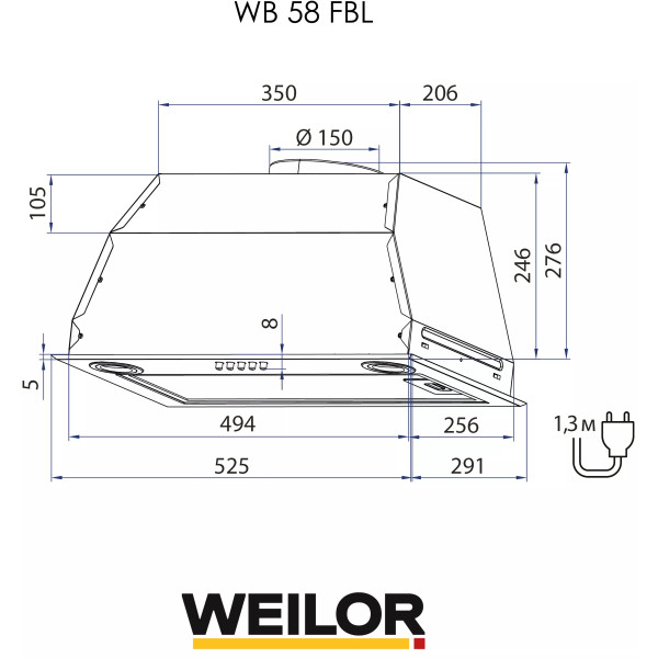 Фото - Вытяжка встраиваемая Weilor WB 58 FBL