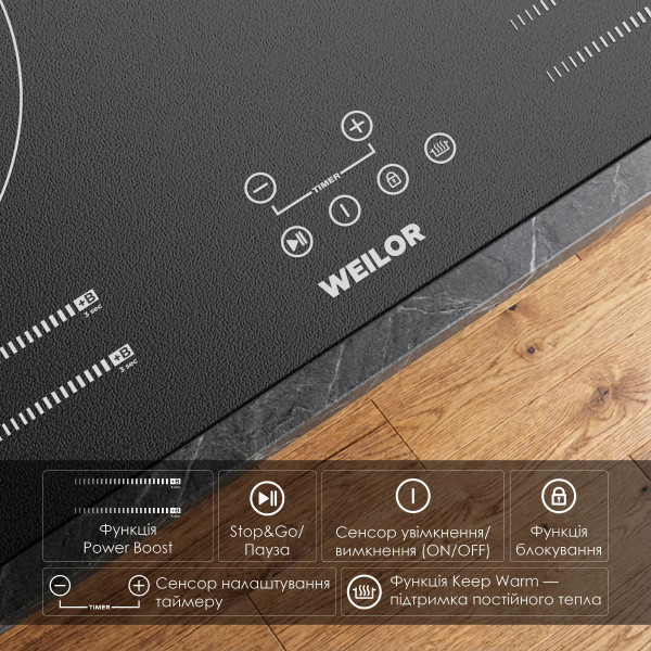 Фото - Варочная панель электрическая Weilor WIS 643 BLACK NanoProtect