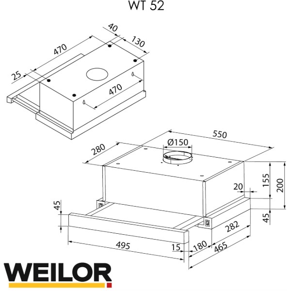 Фото - Витяжка вбудована Weilor WT 52 BL
