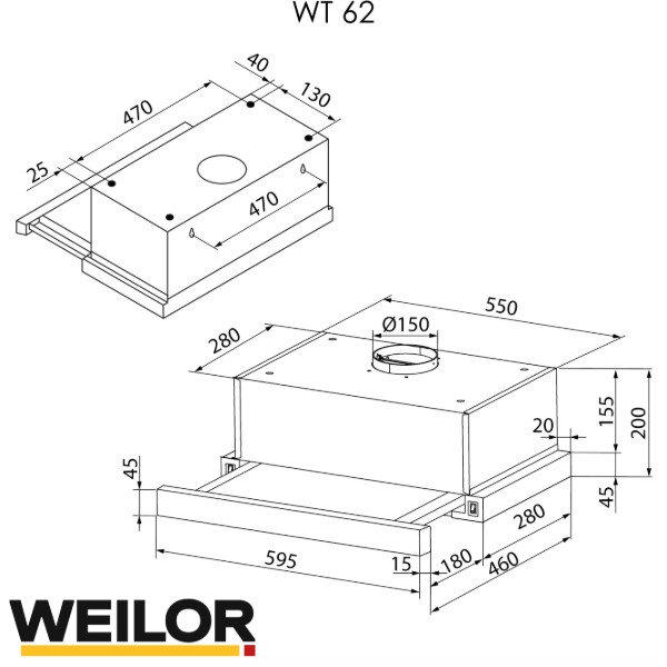 Фото - Витяжка вбудована Weilor WT 62 SS