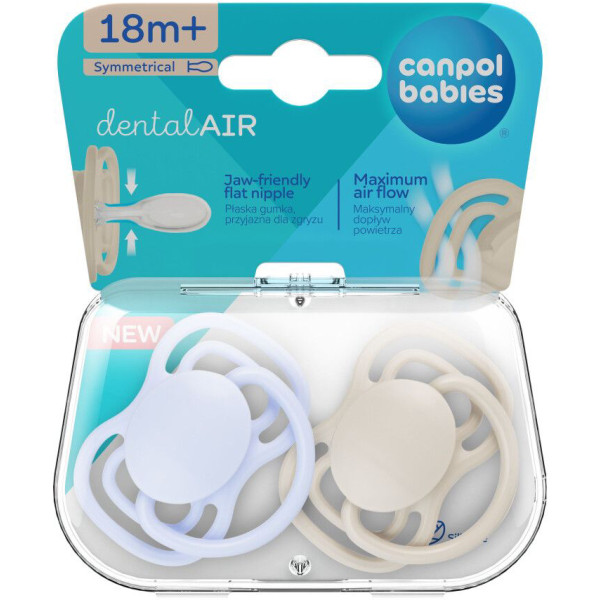 Фото - Симетрична пустушка Canpol babies 18+ міс DENTAL AIR 2 шт. - блакитна (23/227_blu)