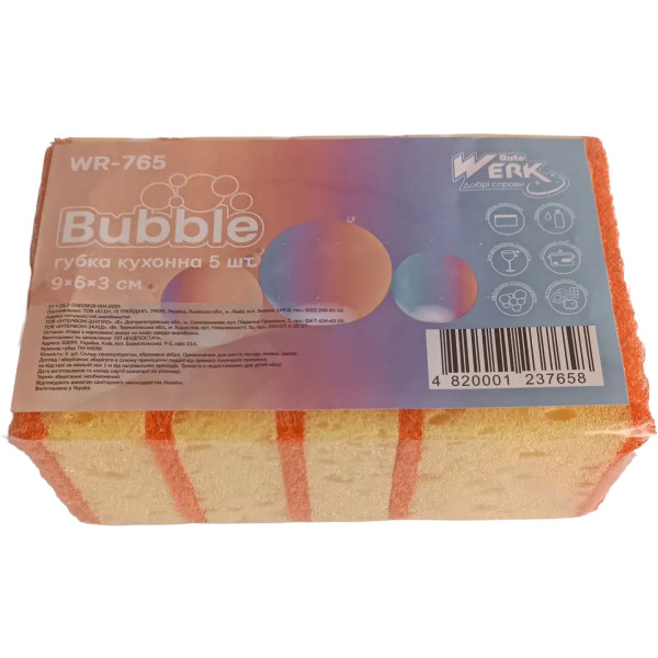 Фото - Набор губок поролоновых для мытья посуды Werk Bubble 5 шт. (WR-765)