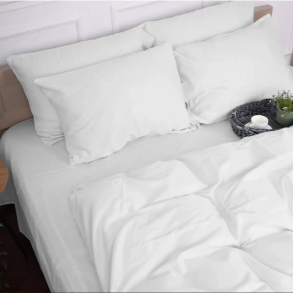 Фото - Простирадло двоспальне MirSon Сатин 00-0000 Snow White 180х200 см (2200009416019)