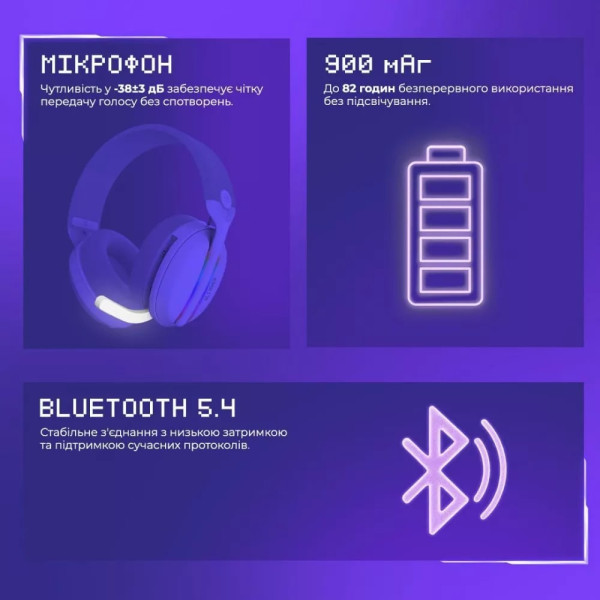 Фото - Гарнітура бездротова ігрова Proove Gaming Glimmer (APP) White/Purple (WHGL00022017)