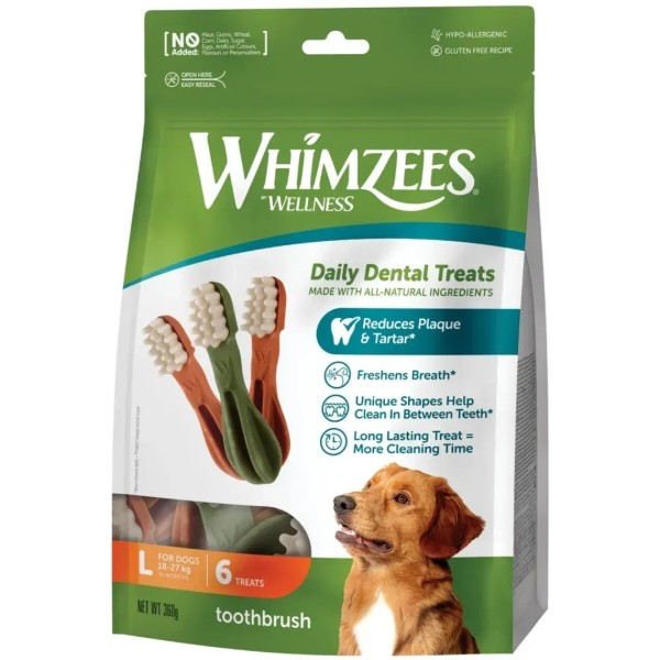 Фото - Лакомство для собак Whimzees Toothbrush в форме зубной щетки L 6 шт. (8718627750681)