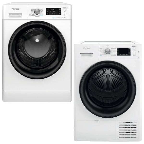 Фото - Комплект техники Whirlpool Стиральная машина с фронтальной загрузкой + Сушильная машина Whirlpool FFB 10469 BV UA + FFT M22 9X2B UA