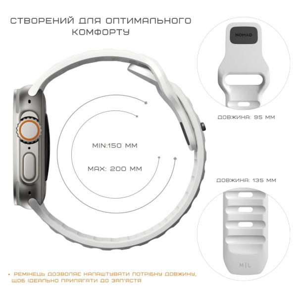 Фото - Ремінець для смарт-годинника Nomad Sport Band White 46mm/49mm (NM01111085)