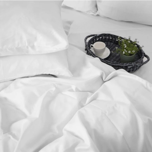Фото - Простирадло двоспальне MirSon Сатин 00-0000 Snow White 180х200 см (2200009416019)