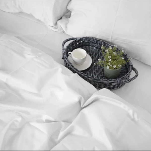 Фото - Простирадло двоспальне MirSon Сатин 00-0000 Snow White 180х200 см (2200009416019)