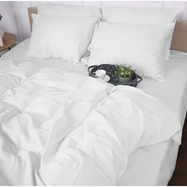 Фото - Простирадло двоспальне MirSon Сатин 00-0000 Snow White 180х200 см (2200009416019)