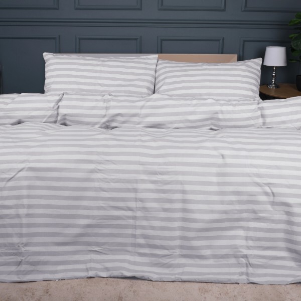 Фото - Комплект постельного белья MirSon 160 x 220 Ranforce Elite 17-0600 Stripe White Gray Ранфорс (2200008048631)