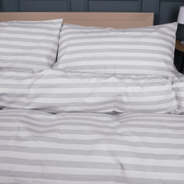 Фото - Комплект постельного белья MirSon 160 x 220 Ranforce Elite 17-0600 Stripe White Gray Ранфорс (2200008048631)