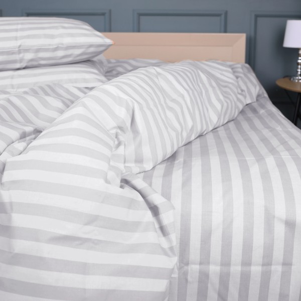 Фото - Комплект постельного белья MirSon 160 x 220 Ranforce Elite 17-0600 Stripe White Gray Ранфорс (2200008048631)