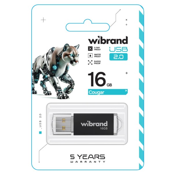 Фото - Флеш USB Wibrand USB 2.0 Cougar 16Gb Black (WI2.0/CU16P1B)