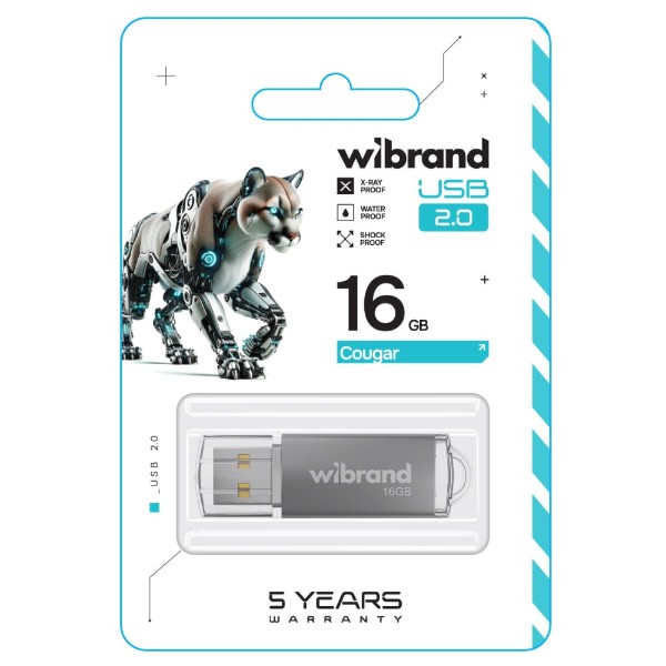 Фото - Флеш USB Wibrand USB 2.0 Cougar 16Gb Silver (WI2.0/CU16P1S)