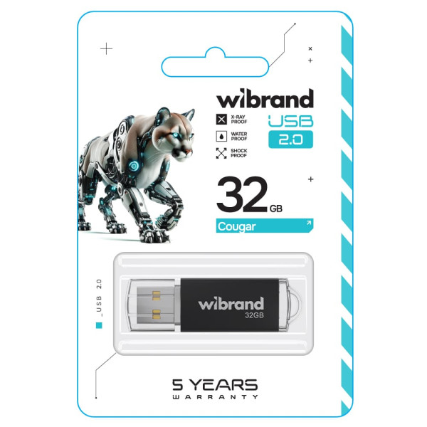 Фото - Флеш USB Wibrand USB 2.0 Cougar 32Gb Black (WI2.0/CU32P1B)
