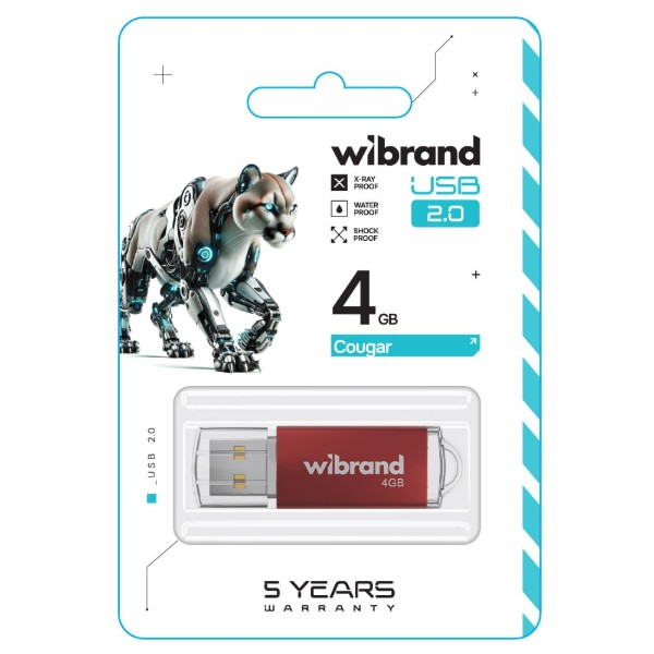Фото - Флеш USB Wibrand USB 2.0 Cougar 4Gb Red (WI2.0/CU4P1R)