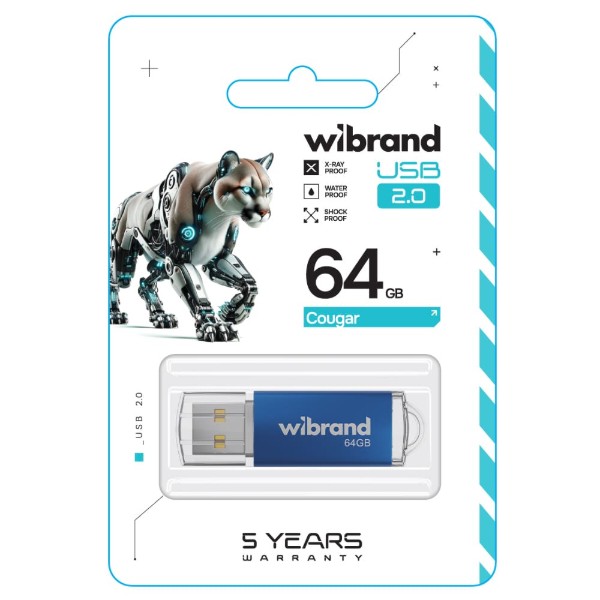 Фото - Флеш USB Wibrand USB 2.0 Cougar 64Gb Blue (WI2.0/CU64P1U)