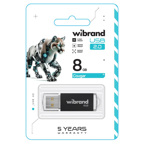 Фото - Флеш USB Wibrand USB 2.0 Cougar 8Gb Black (WI2.0/CU8P1B)