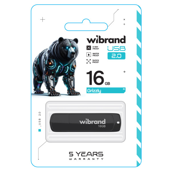 Фото - Флеш USB Wibrand USB 2.0 Grizzly 16Gb Black (WI2.0/GR16P3B)