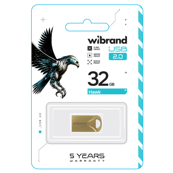Фото - Флеш USB Wibrand USB 2.0 Hawk 32Gb Gold (WI2.0/HA32M1G)