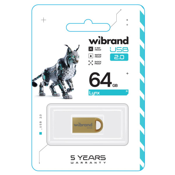 Фото - Флеш USB Wibrand USB 2.0 Lynx 64Gb Gold (WI2.0/LY64M2G)