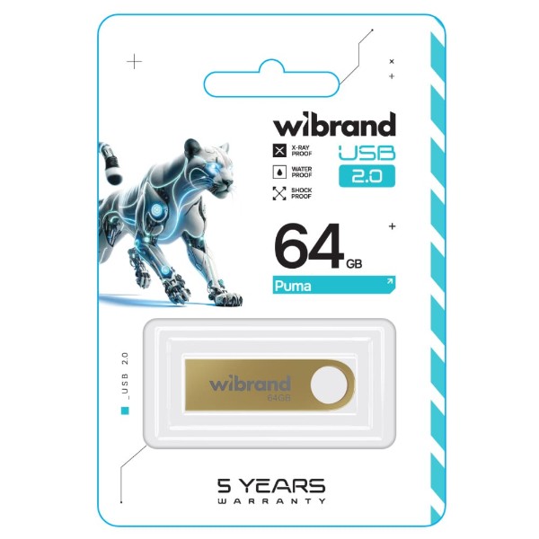 Фото - Флеш USB Wibrand USB 2.0 Puma 64Gb Gold (WI2.0/PU64U1G)