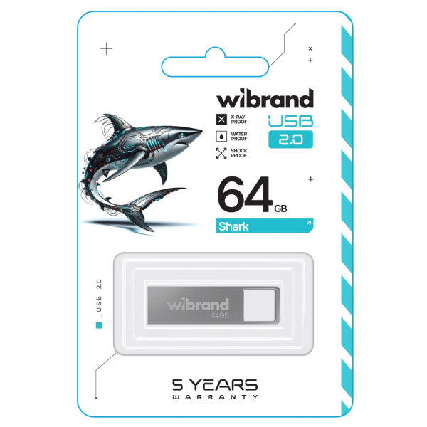 Фото - Флеш USB Wibrand USB 2.0 Shark 64Gb Silver (WI2.0/SH64U4S)