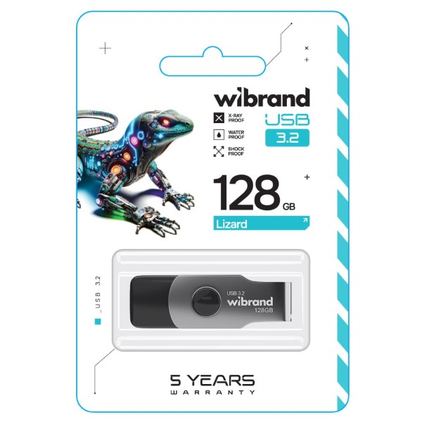 Фото - Флеш USB Wibrand USB 3.2 Gen1 Lizard 128GB Black (WI3.2/LI128P9B)