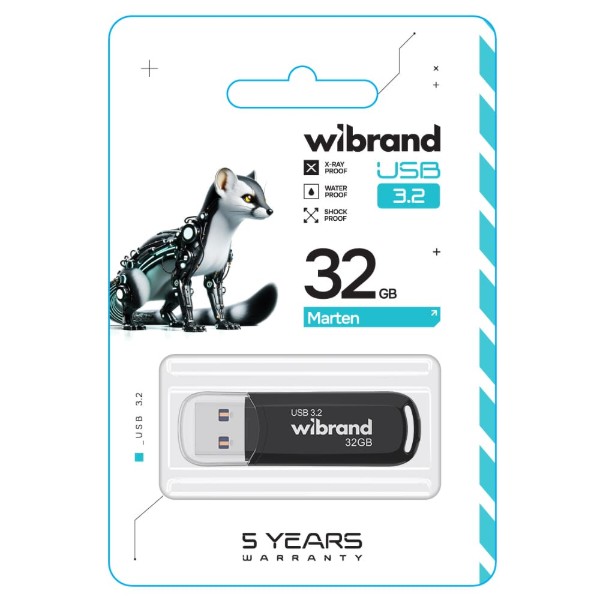 Фото - Флеш USB Wibrand USB 3.2 Gen1 Marten 32GB Black (WI3.2/MA32P10B)