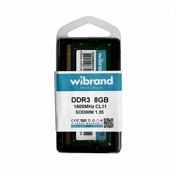Фото - Пам'ять DDR Wibrand DDR3L 8GB 1600MHz CL11 SODIMM (WI1600DDR3LS/8GB)