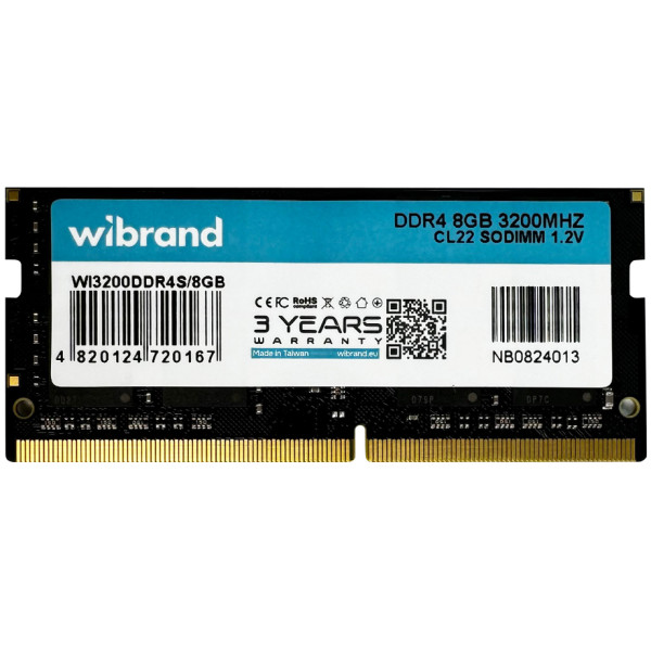 Фото - Память DDR Wibrand DDR4 8GB 3200MHz CL22 SODIMM (WI3200DDR4S/8GB)