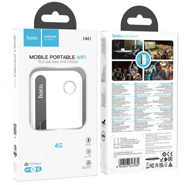 Фото - Маршрутизатор інтернет WiFi6+4G HOCO HI41 Mobile portable WiFi White (6942007647984)