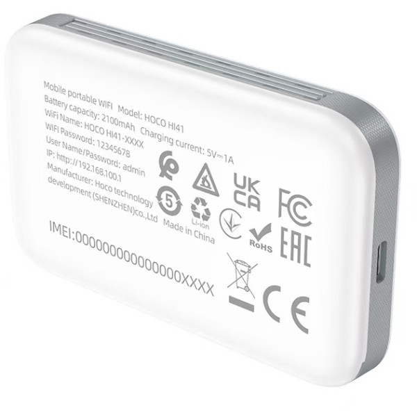 Фото - Маршрутизатор інтернет WiFi6+4G HOCO HI41 Mobile portable WiFi White (6942007647984)